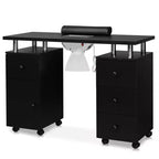 42.5 in. White MDF 3-Drawer Manicure Table Nail Desk with Storage, Doors, Electric Dust Collector