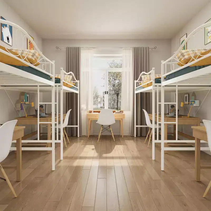 Loft Bed Twin Size with Removable Ladder & Full Safety Guardrail, Twin Loft Bed Heavy-Duty Metal Frame 400 Lbs Weight Capacity, Space Saving