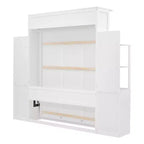 Luxystar Queen Murphy Bed with Storage Shelves, 4 Drawers and Lights