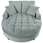 Chenille Chaise Lounge Sofa Bed, Upholstered Sofa Couch with Tufted Backrest and 2 Detachable Pillows for Living Room