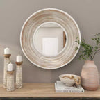 35x35 Wooden Wall Mirror with White Wash Effect Cream - Olivia & May: No Assembly, MDF Frame, Indoor Use