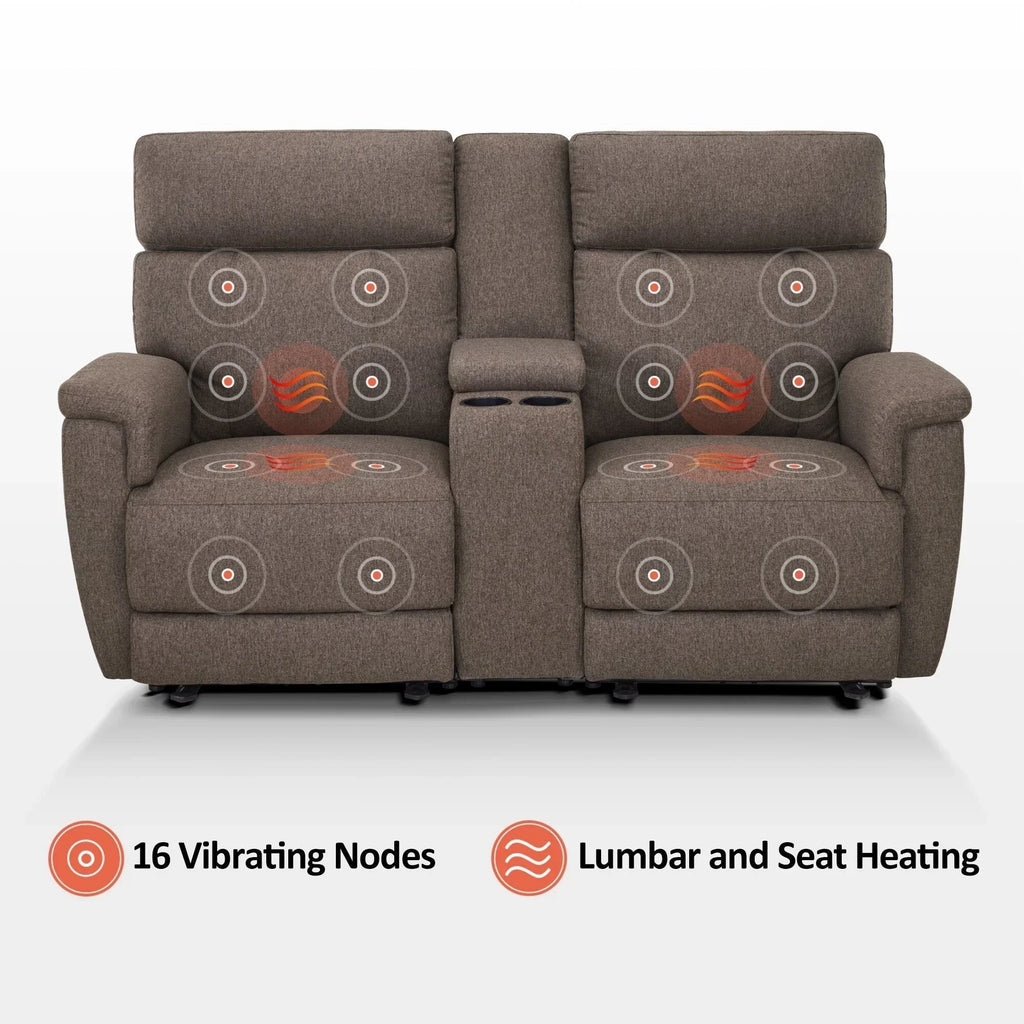 MCombo 60.2 Power Loveseat Recliner Sofa with Massage and Dual Heating, Adjustable Headrest, USB & Type C Port, Fabric