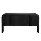 Arched Storage Cabinet Sideboard with 4 Stripes Doors and Adjustable Shelves, Modern Entryway Cabinets with Pine Leg