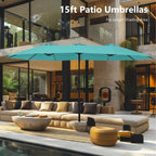 MAISON ARTS 15ft Double-Sided Patio Extra Large Twin Umbrella with Base Included