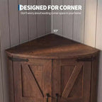 64.8 Tall Corner Cabinet with Doors, Brown Farmhouse Corner Storage Cabinet, Freestanding Corner Pantry Cabinet with Adjustable Shelves