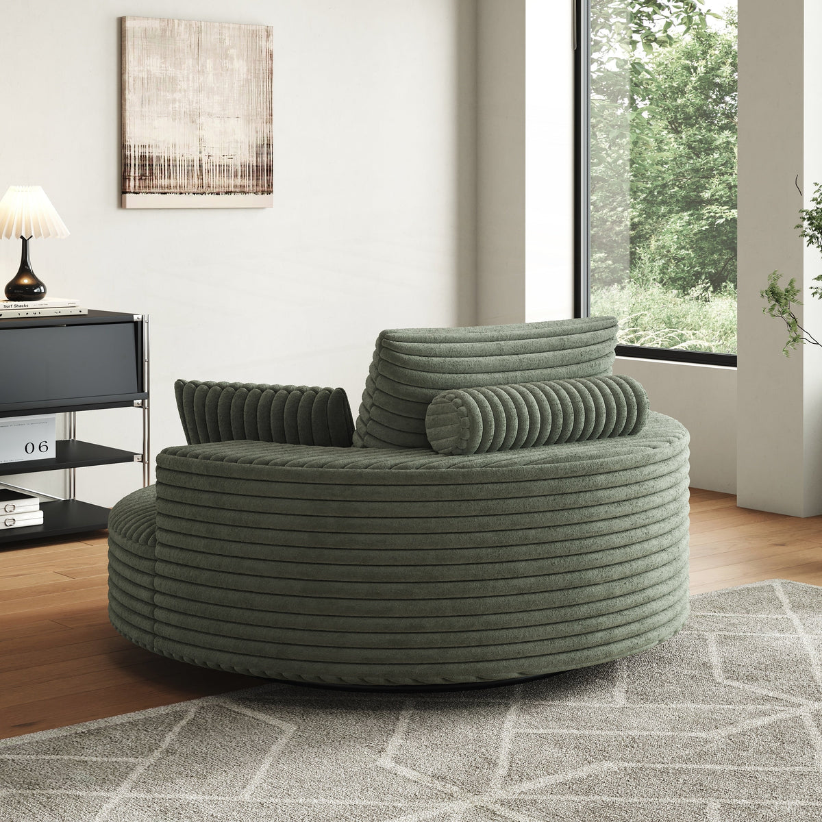 Corduroy Chenille Foam Single Swivel Chair