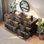 6-Drawer Modern Geometric Dresser, Half-Circle Accent Wide Storage Chest for Bedroom & Living Room