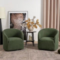 KINWELL 32 W Boucle Upholstered Swivel Barrel Armchair (Set of 2)