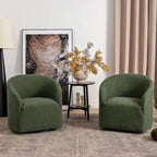 KINWELL 32 W Boucle Upholstered Swivel Barrel Armchair (Set of 2)
