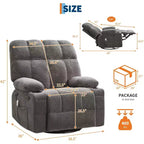 Oversized Recliner Chair for Adults, Manual Swivel Rocker Sofa, Side Pockets & Cup Holders for Big and Tall Persons, Living Room