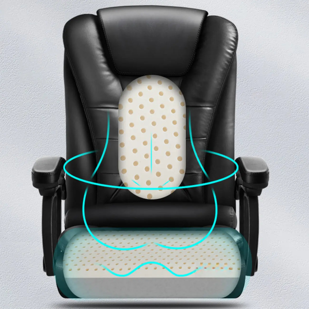 Ergonomic Black Leather Swivel Office Chair with Footrest