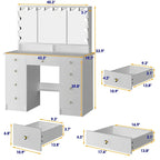 Luxurious LED Makeup Vanity with 9 Drawers Elegant Makeup Station