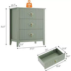 2Pcs Fluted Wood Nightstands, 27.5 Wide 3-Drawer Dresser Set, Modern Bedside Tables, Chest of Drawers for Bedroom, Living Room