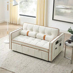 Velvet Multi-Functional Pull-Out Sofa Bed Adjustable Reclining Backrest With Pillows - N/A