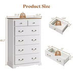 AMERLIFE Drawer Dresser, Farmhouse Chest of Drawers with Vintage Metal Handle