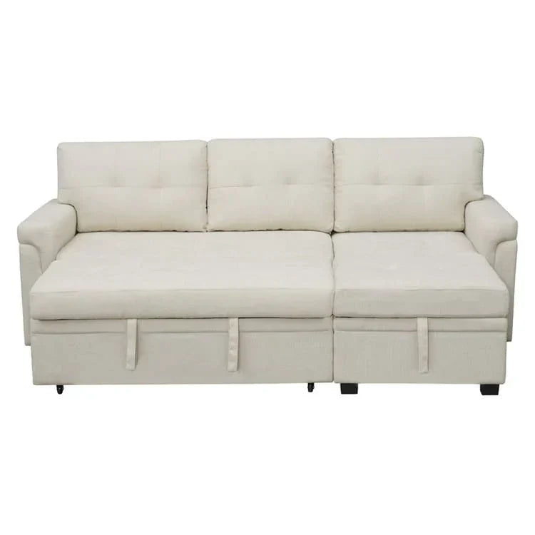 Convertible Reversible Sectional Sofa with Pull-Out Sleeper Bed, Hidden Storage Chaise, and Durable Legs