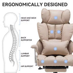 Efomao Ergonomic Desk Office Chair 400LBS, Big and Tall PU Leather Computer Chair, Executive Desk Chair with Footrest and Lumbar Support