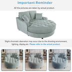 Chenille Chaise Lounge Sofa Bed, Upholstered Sofa Couch with Tufted Backrest and 2 Detachable Pillows for Living Room