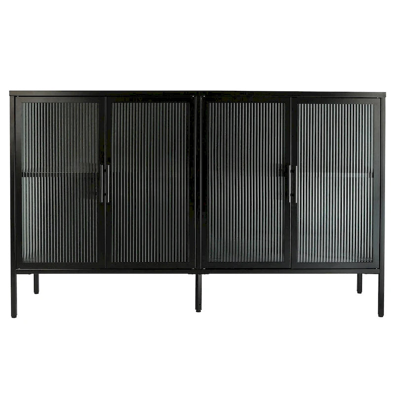 Metal Tempered Glass Cabinet with Adjustable Shelf