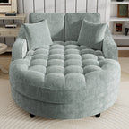 Chenille Chaise Lounge Sofa Bed, Upholstered Sofa Couch with Tufted Backrest and 2 Detachable Pillows for Living Room