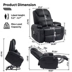 Bestier 34.6 Electric Power Lift Asist Recliner Chair with Massage and Heat, Fax Leather Reclining Chair with Side Pockets & Cup Holders