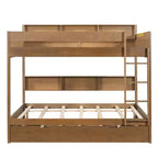 Luxystar Modern Full over Full Bunk Bed with Shelves and Trundle