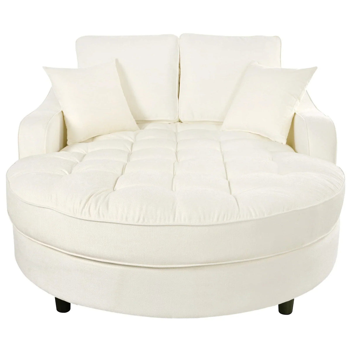 Chenille Chaise Lounge Sofa Bed, Upholstered Sofa Couch with Tufted Backrest and 2 Detachable Pillows for Living Room