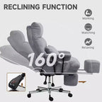 Executive Office Chair with Lumbar Support, Footrest, High Back Reclining Overstuffed Desk Chair with