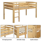 Luxystar Twin Size Solid Wood Loft Bed with Ladder and Fence for Kids Room