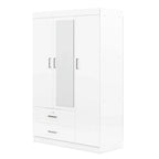 3-Door Mirror Wardrobe with Shelves and 2 Drawers