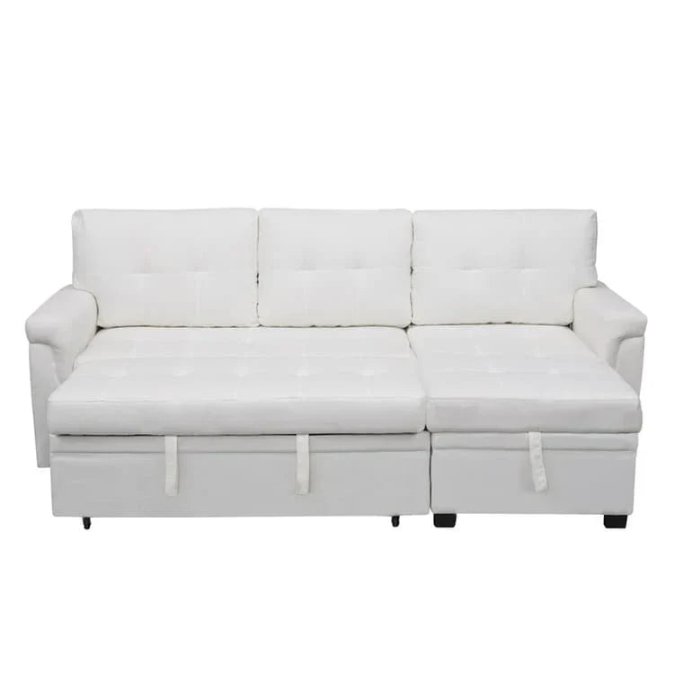 Convertible Reversible Sectional Sofa with Pull-Out Sleeper Bed, Hidden Storage Chaise, and Durable Legs