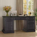 60 Farmhouse Executive Desk for Home Office - Wooden Writing Desk with Drawers, Cabinet Storage, Rustic Home Office Desk for Work Study