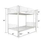 Karl Home Twin Over Twin Steel Bunk Bed Frame Ladder Bedroom Dorm Room for Kids Adult Children