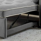Velvet Multi-Functional Pull-Out Sofa Bed Adjustable Reclining Backrest With Pillows - N/A