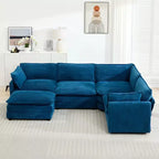 Modern 113.4D*79.13W Oversized Corduroy Modular 5-Seat Sectional Sofa Set with Ottoman U Shaped Sofa Couch with Corner Sofa,HYLEORY
