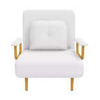 Folding Sofa Bed 3-in-1 Convertible Chair - 5-Position Adjustable Backrest with Pillow, Space-Saving Sleeper for Living Room, Bedroom & Office (White)