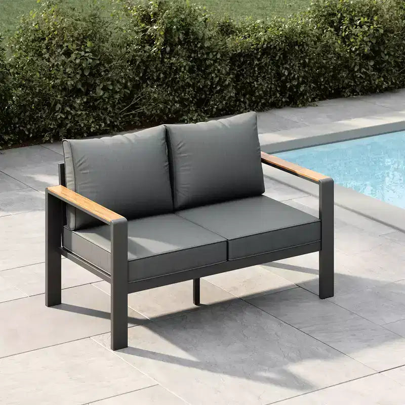Aluminum Patio Furniture Set, Outdoor Sectional Sofa with 5 Thick Cushions, 4 Armrests & Coffee Table for Garden, Deck, Backyard