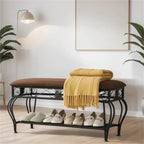 Industrial Multipurpose Entryway Upholstered Shoe Rack Bench