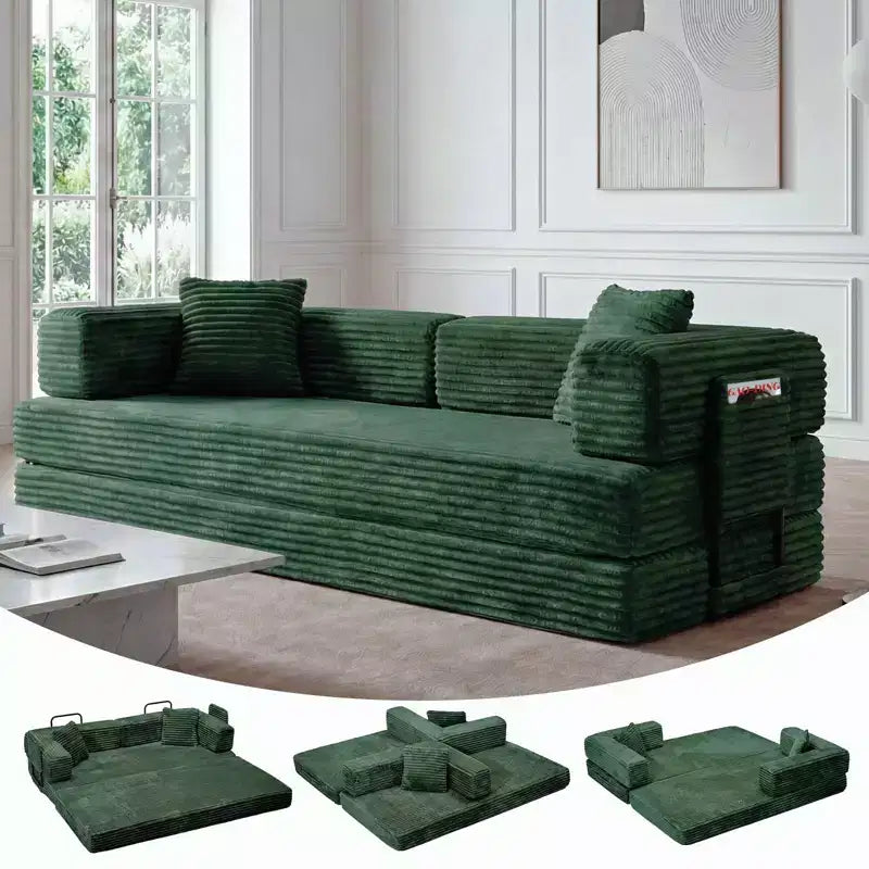 80.7 5-in-1 Convertible Sleeper Sofa Bed aï¿?Corduroy, 1200 lbs, No Assembly