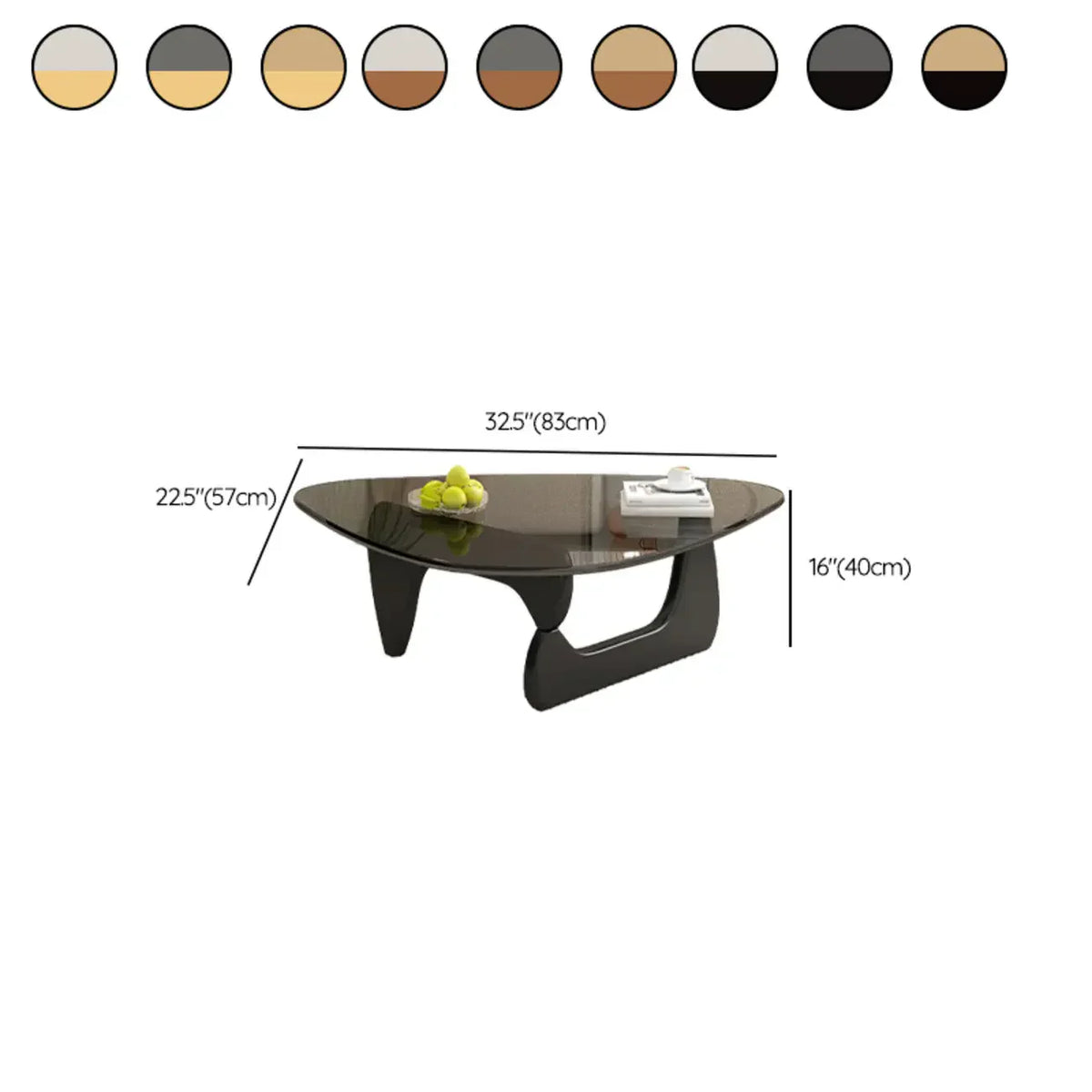 Triangular Wood Glass Top Coffee Table