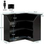 L-Shaped Bar Cabinet with Stemware Racks for Home Pub