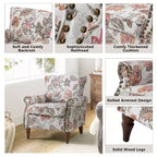 Araceli Traditional Wooden Upholstered Floral Armchair with Wingback and Nailhead Trim| ART OF LIVING DESIGNS