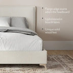Lottie Cream Boucle Upholstered Queen Platform Bed Frame