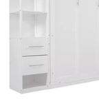 Luxystar Queen Murphy Bed with Storage Shelves, 4 Drawers and Lights