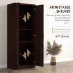 63 2-Door Kitchen Pantry, Freestanding Storage Cabinet with 5-tier Shelving and 2 Adjustable Shelves for Dining Room