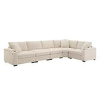 106 Convertible L Shaped Sectional Sofa Corduroy Corner Couch with Armrest Storage Cup Holders USB Charger Oversized Comfy Modular Sofa