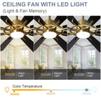 Remote Ceiling fan with Lights Large 8 Wooden Blades