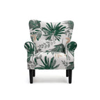Erommy Modern Accent Chair, High Back Armchair, Upholstered Fabric Button Single Sofa with Wooden Legs for Living Room