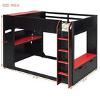 Loft Bed with Height-Adjustable Desk, RGB Lights and Storage, Full Size Space-Saving Bed for Teens & Adults