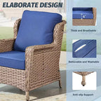 GDFStudio Halston Outdoor Wicker Chat Set with Cushions and Side Table